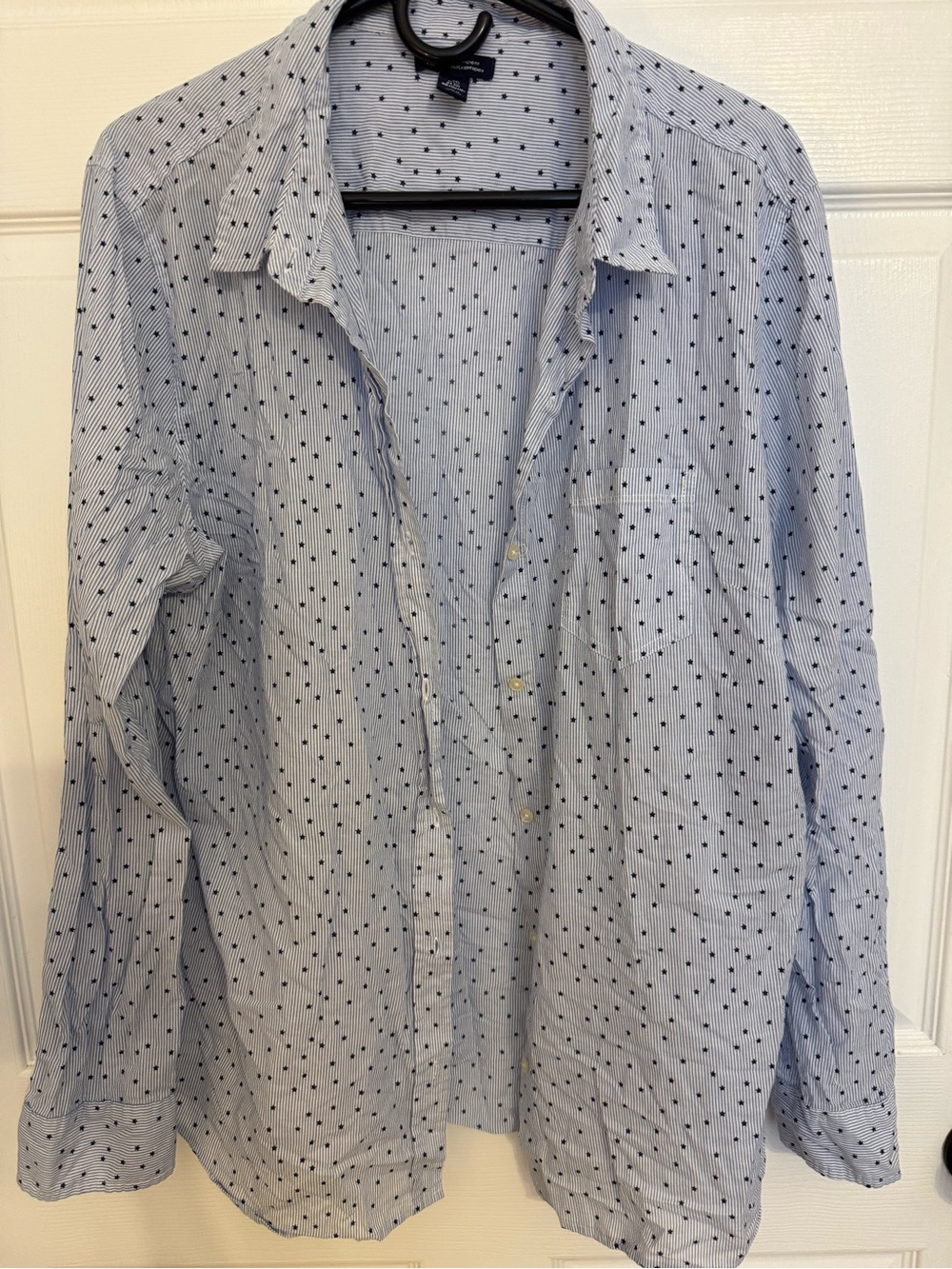 GAP Light Blue Button-Up Blouse with Navy Star Print